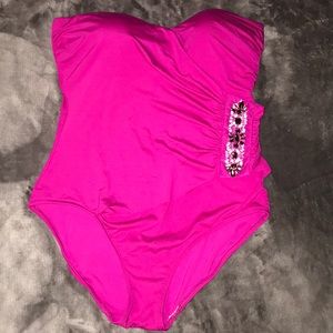 BADGLEY MISCHKA SWIMSUIT ONE PIECE BANDEAU TOP 10